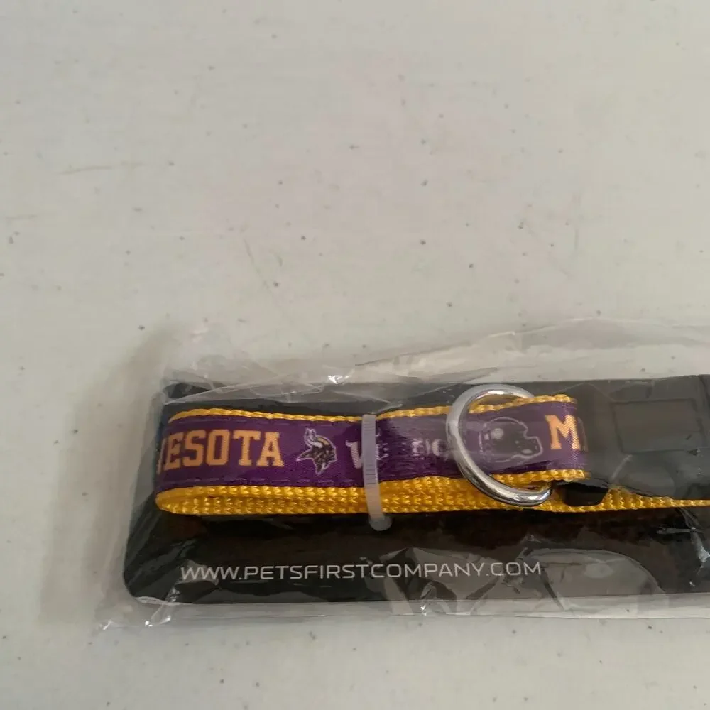 Pets First Sz M NFL Football Minnesota Vikings Satin Pet Collar Dog ,Cat Collar